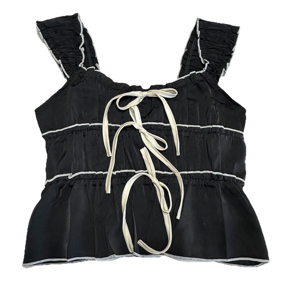 Cider Black and White Ruffle Blouse